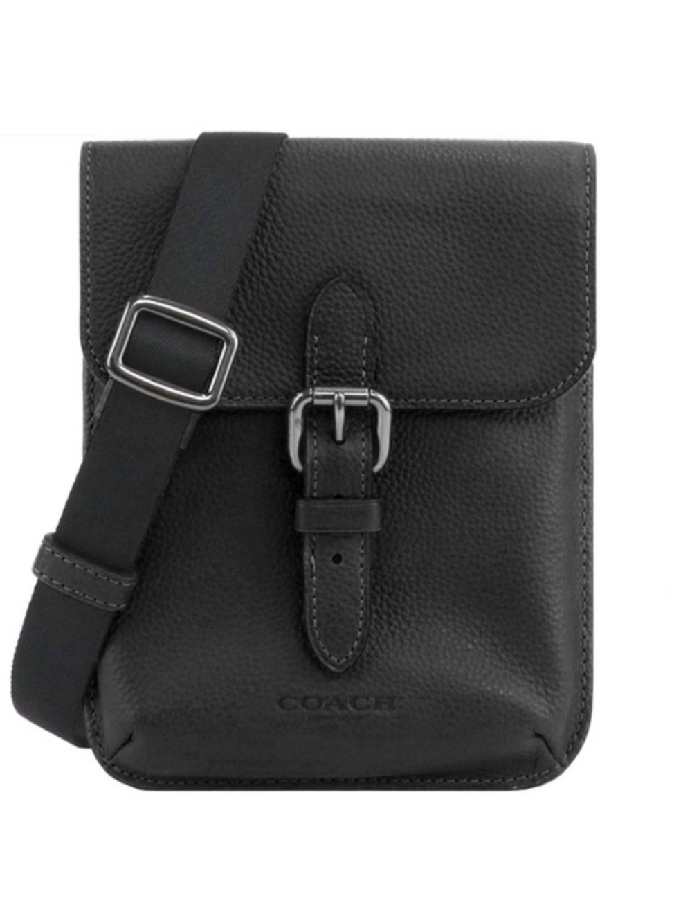 Coach Black Hudson Men’s Crossbody Pebbled Leather Messenger bag